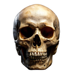 Obraz premium Human Skull: A detailed anatomical depiction of a human skull, showcasing its intricate bone structure.