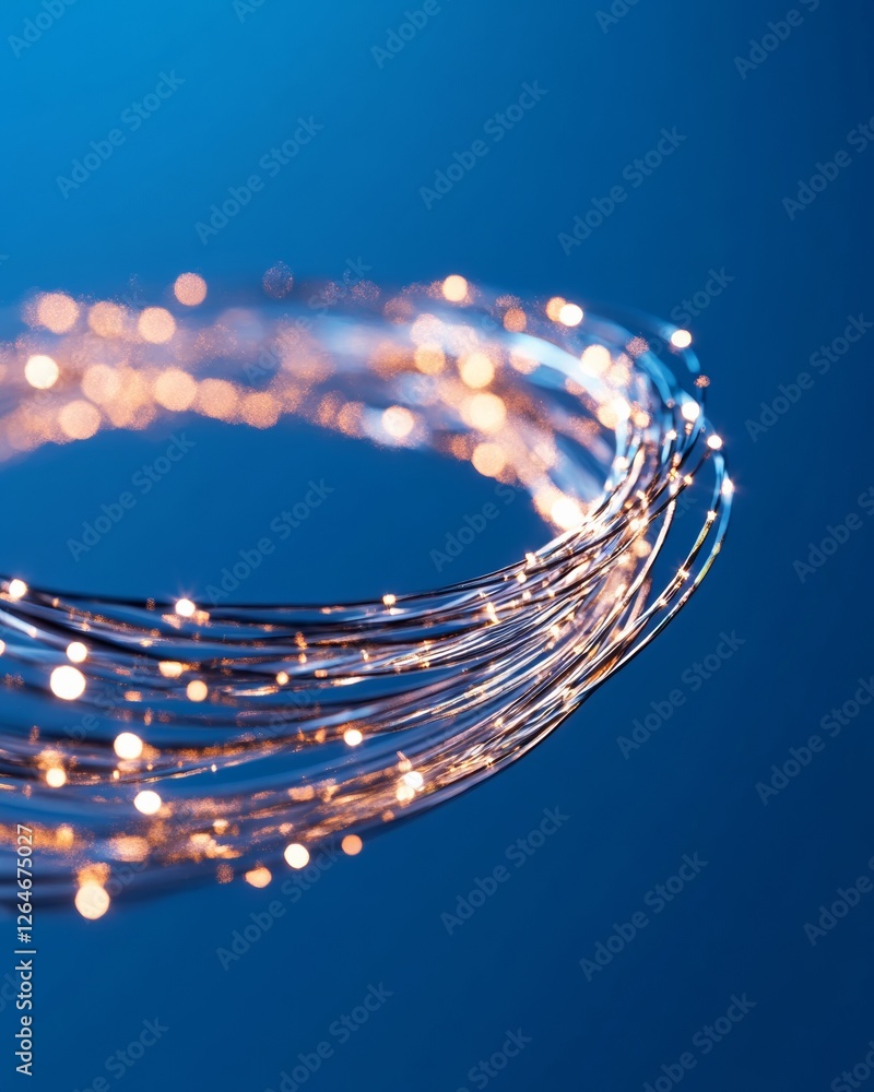Leinwandbilder futuristic digital light streams illuminated fiber optic strands in minimalist blue - tech marketing