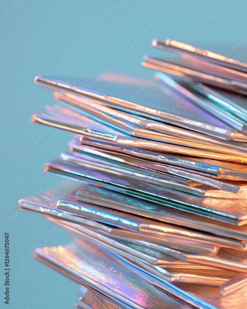 Poster iridescent book stack art reflective hardcovers with varying thickness educational and visual arts d