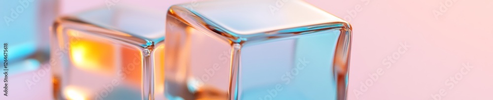 Poster digital glass aesthetic in pharmacy transparent blocks on gradient backdrop - enhancing ai-powered r