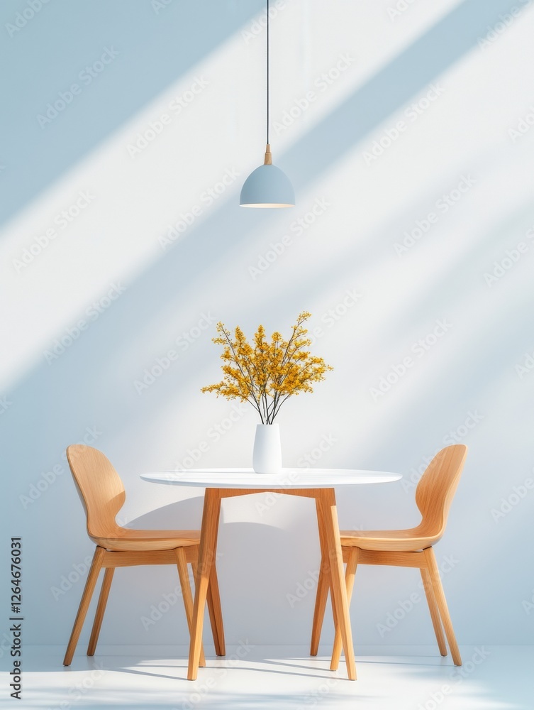 Aufkleber nordic minimalism in corporate spaces birch chairs and white oval table for fresh aesthetic in busin