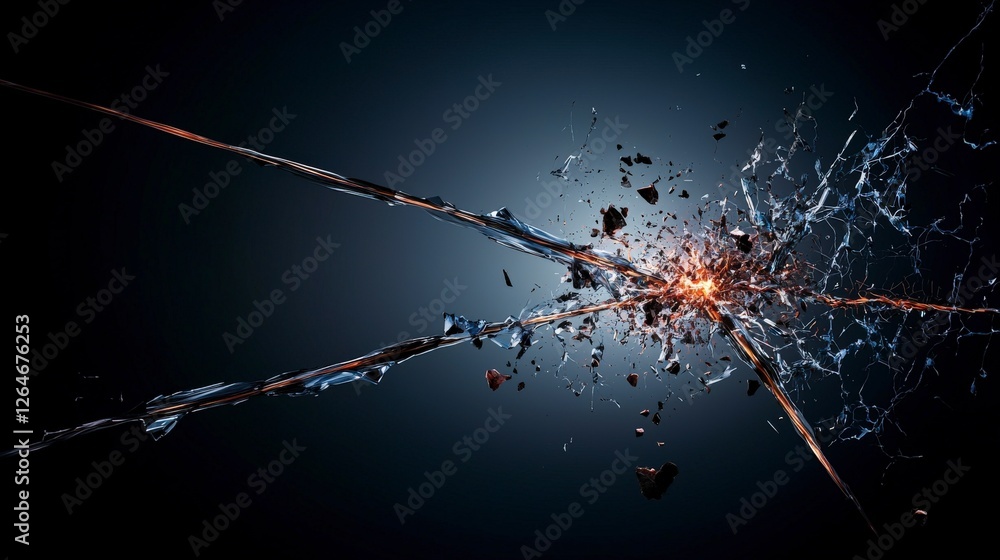 Leinwandbilder Dynamic diagonal streaks of boundlessness erupting from impact digital art abstract environment creative concept
