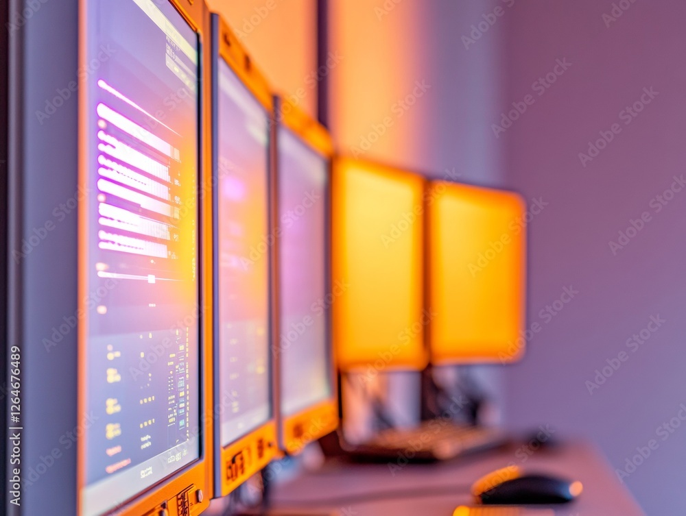 Aufkleber Futuristic Lab Monitoring Station Biophilic LED Screens with Digital Diagnostics and Sleek Metal Interfaces - Smart Healthcare Analytics for Research and Clinical Efficiency