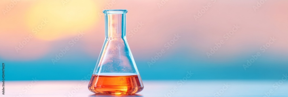 Aufkleber Modern Chromatic Lab Setting Vibrant Flask on Gradient Surface for Advanced Scientific Visual Content - Laboratory Marketing and Educational Outreach in STEM Industries