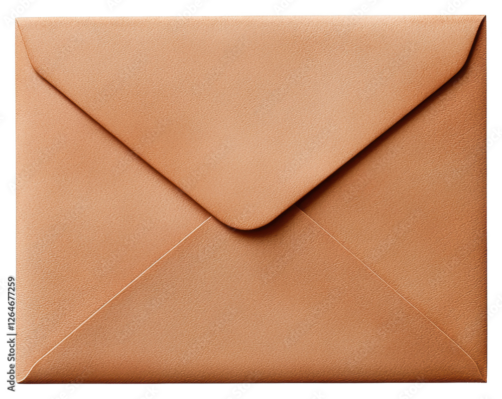 Poster craft paper envelope with triangular flap and clean edges on transparent background