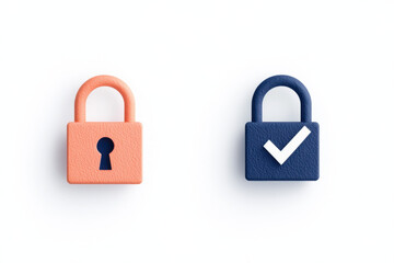 Padlocks representing security and access status on white background