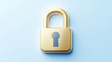 Naklejka premium Ultra-realistic polished brass lock icon isolated on a light blue solid background