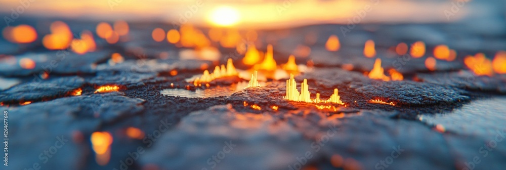Poster cybercityscape glow neon urban horizon with textured surfaces - tech-forward marketing visual and di
