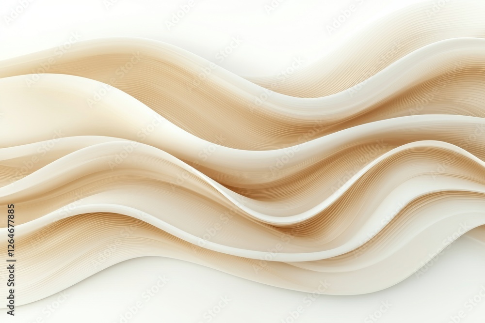 Poster an elegant beige and white abstract background featuring smooth, flowing curves and subtle textures,
