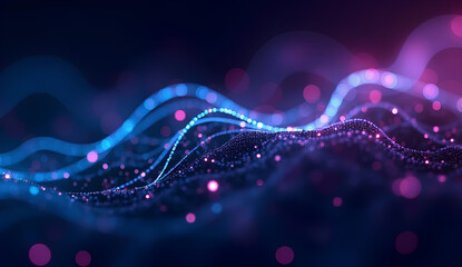 Sleek Futuristic Design with Interconnected Lines and Nodes in Neon Blue and Purple Representing Digital Connectivity, Technology, and Data Flow