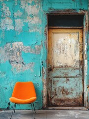 Orange Chair in Front of Door