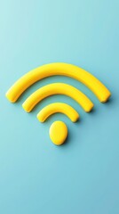 Obraz premium Wi-Fi Icon in Bright Yellow on a Soft Blue Background 