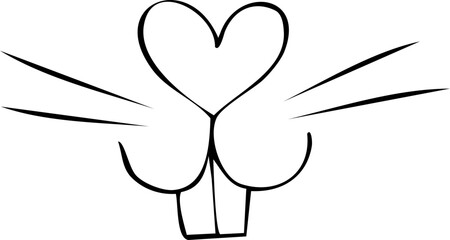 Pet mouth comic cute line doodle drawing. Set lips, noses and whiskers animal characters. Funny heart nose, hand drawn faces. 