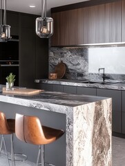 Modern Kitchen with Marble Counter