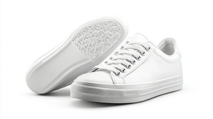 Clean white sneakers, ready for a day out. Minimalist style.