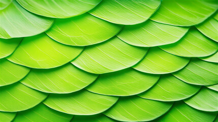 Naklejka premium A detailed close-up of green reptile scales with a structured overlapping pattern. The glossy texture and deep green hues give a natural and organic feel.