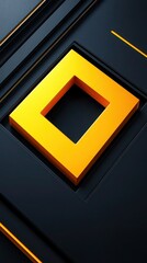 Yellow Warning Symbol in 3D Vector Style on Black Background with High Detail