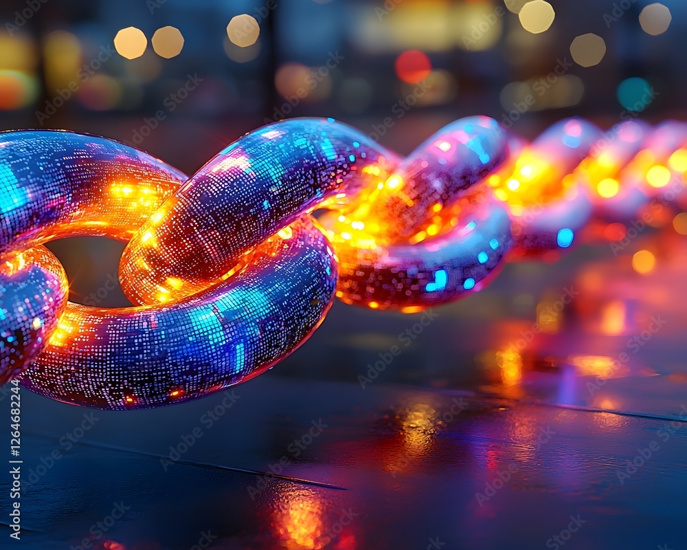 Aufkleber vibrant blockchain chain a secure cyberspace transaction showcase