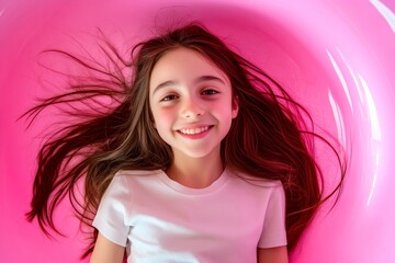 Fototapeta premium Valentine's day greeting from woman or for woman. Dazzling, image of gorgeous loving latin adolescent girl - commercial creative. Couple in love. Girl with roses. Pure lov.