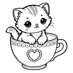 cat with a cup of tea