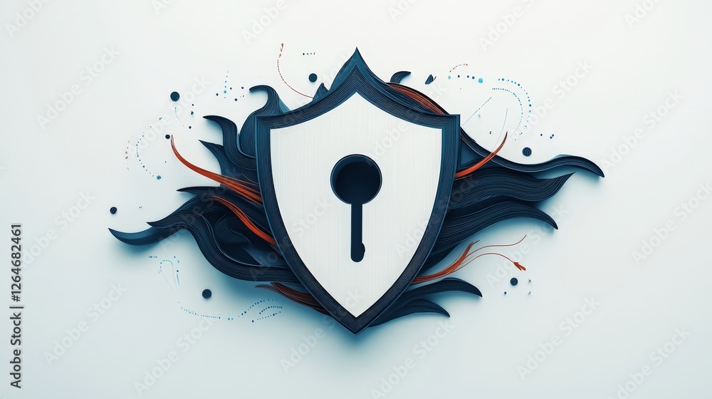 Poster modern shield design with keyhole and dynamic colors