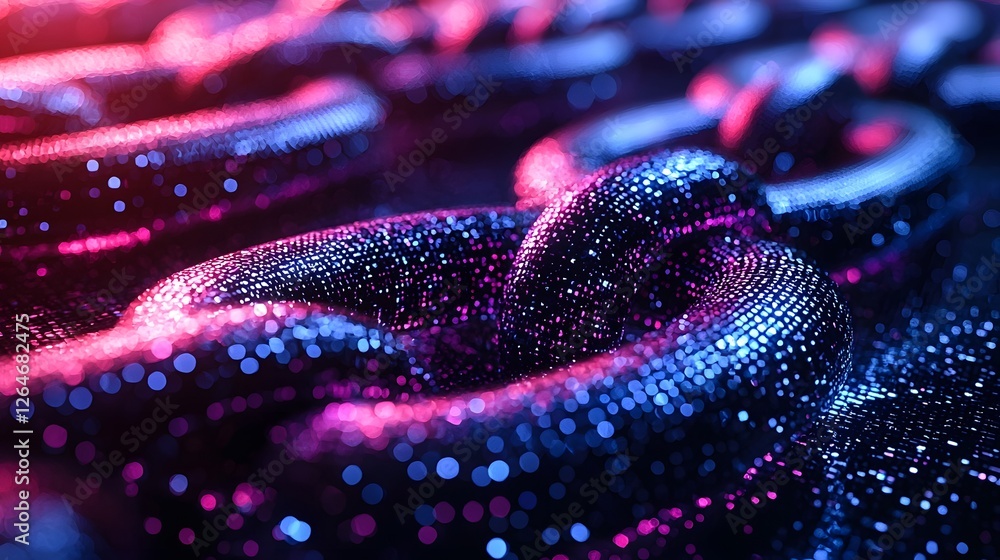 Poster futuristic marketplace with holographic blockchain transactions symbolizing trustless commerce