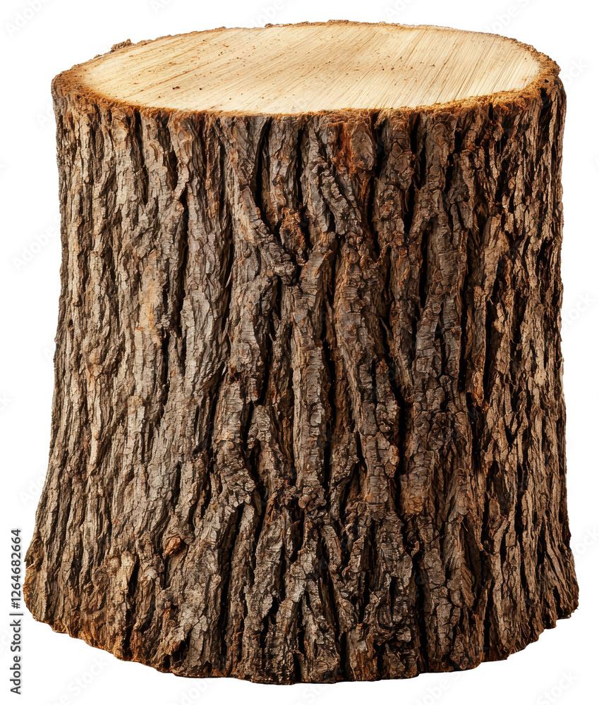Aufkleber detailed close up of a circular cut tree trunk with rough bark and transparent background