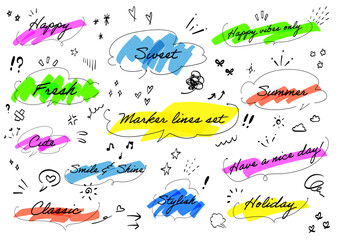 手書き風フキダシとマーカーのフレームセット