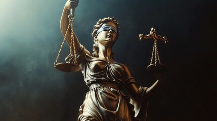 Obraz premium Lady Justice statue, scales, blindfold, law, justice, legal.