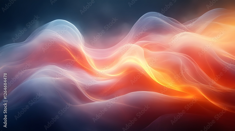 Poster abstract ethereal waves with blending colors creating visual harmony