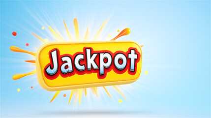Bright cartoon-style 'Jackpot' text with explosive colors and dynamic effects, representing gambling, winning, and fortune.