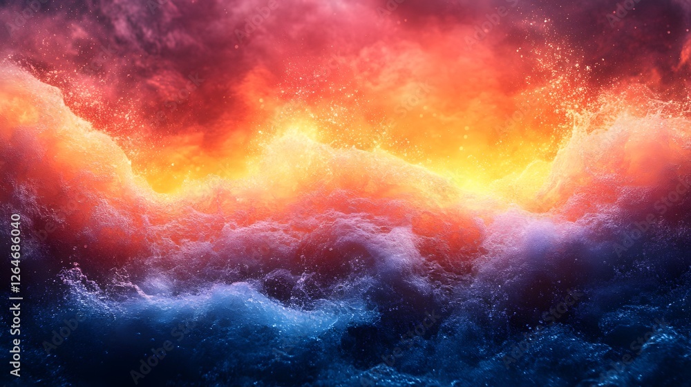 Poster abstract fiery wave, a dynamic interplay of warmth and coolness gradient