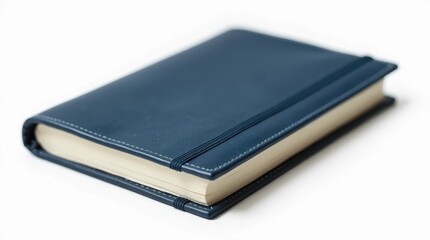 Obraz premium Bold Indigo Notebook with Leather Cover Isolated on White Background
