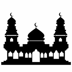 mosque silhouette vector design. mosque background vector. black mosque vector isolated background. Islamic theme. vector eps