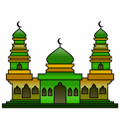 Islamic mosque vector design illustration with Ramadan, Isra Mi'raj, Eid al-Fitr and Eid al-Adha themes. Ramadan Mosque Silhouette Vector, Mosque Graphic Design Template Vector, mosque illustration