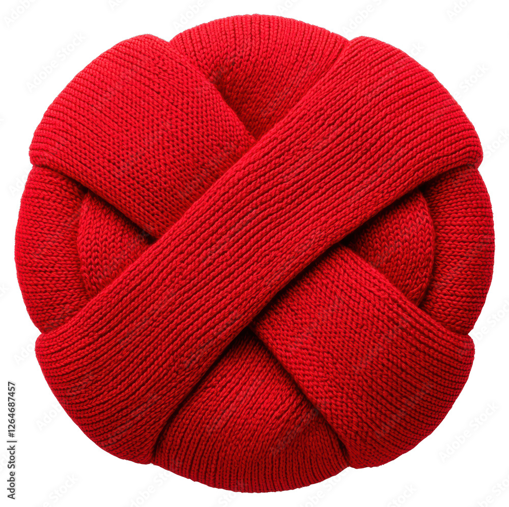 Poster detailed red woven sphere with intricate texture on transparent background studio shot
