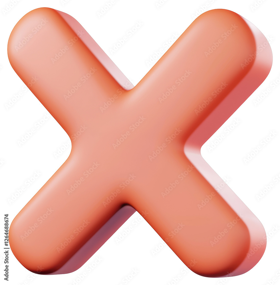 Poster dimensional red cross symbol on transparent background for emphasis and visual communication