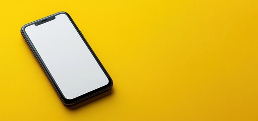 Fototapeta premium Smartphone Mockup on Yellow Background: Modern Technology and Minimalist Design