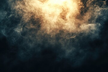 Fototapeta premium Ethereal Smoke Swirling in Dark Background with Glowing Highlights and Mystical Ambiance