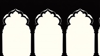 Architectural details showing four ornate arched windows