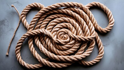 Obraz premium Artistic display of natural rope on textured surface