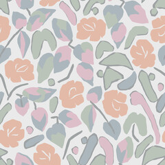 Vector botanical motif illustration seamless repeat pattern digital artwork