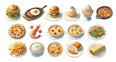 いろいろな洋食　料理のイラストセット