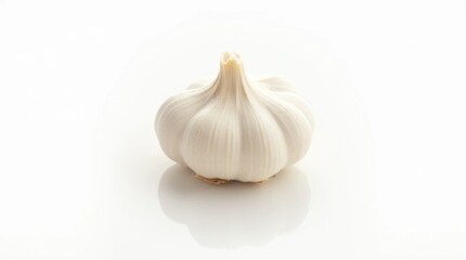 Single Fresh Garlic Clove Isolated on White Background
