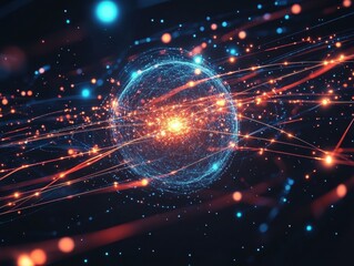 Fototapeta premium A colorful galaxy with a bright red star in the center