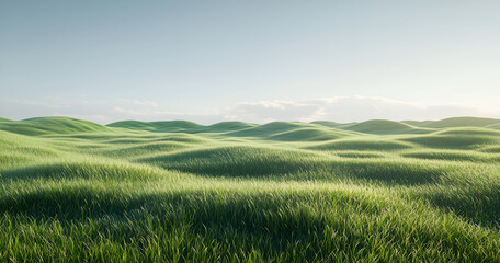 Naklejka premium large grassy field, with lush green grass on the ground, against a white background