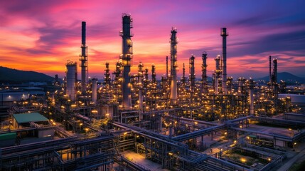 Fototapeta premium Oil Refinery Sunset