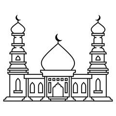 mosque sketch vector design. drawing islamic mosque easy and simple. mosque vector design illustration