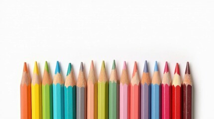 Vibrant Pastel Colored Pencils on White Background