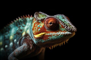 Fototapeta premium colorful chameleon on black background